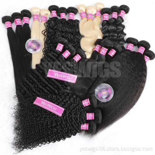 Wholesale Hair Vendors Body Wave Raw Mink Indian Human Hair Extensions Yeswigs Virgin Cuticle Aligned Hair Weaves Free Sample